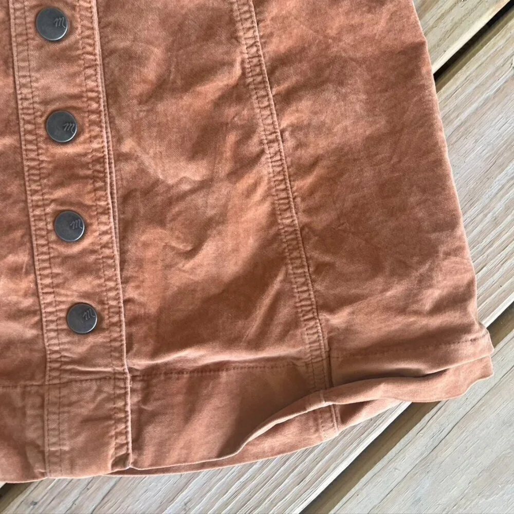 Madewelll Button Up Suede Mini Skirt Tan Brown Size 0